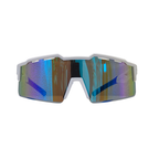 Óculos de sol esportivo Olimpo branco com lente furta-cor visto de frente