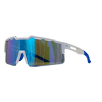 Óculos de sol esportivo Olimpo branco com lente furta-cor em perspectiva lateral